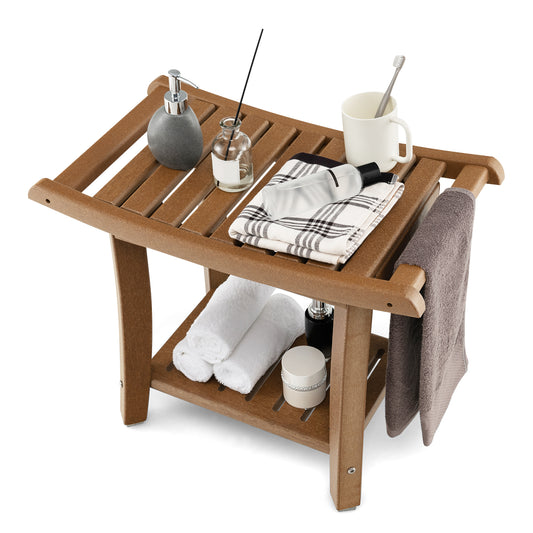 Giantex Shower Bench for Inside Shower, Waterproof Shower Seat Stool w/Storage Shelf, Bath Shower Chair for Shaving Legs & SPA