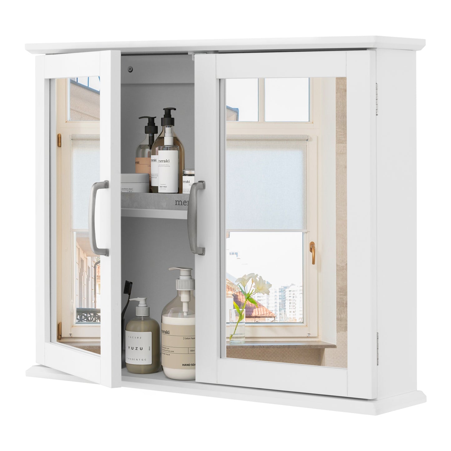 Giantex Bathroom Medicine Cabinet w/Mirror, Wall Mounted Storage Cabinet, Over The Toilet Bathroom Cabinet
