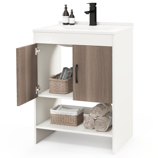 Giantex Bathroom Vanities, Pedestal Sink Storage Cabinet w/Vessel Sink, Bathroom Sink Cabinet