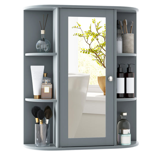 Giantex Wall Mounted Bathroom Cabinet, Space-Saving Hanging Medicine Cabinet w/Mirror Door & Adjustable Shelves, Storage Organizer