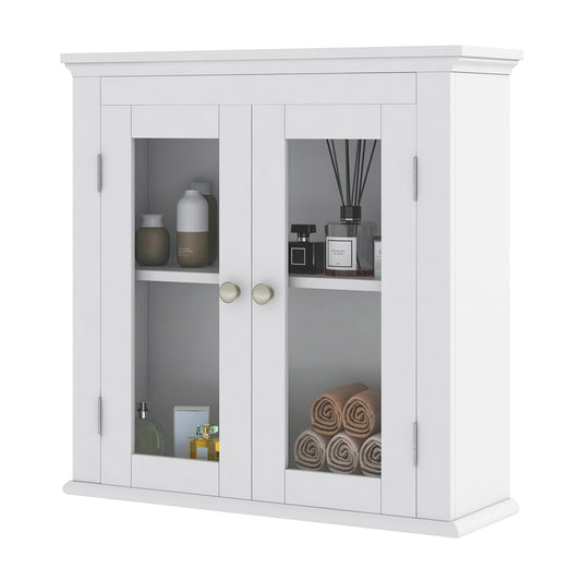Giantex Bathroom Cabinet w/Tempered Glass Doors, all Mounted Storage Cabinet, Medicine Wooden Hanging Cabinet