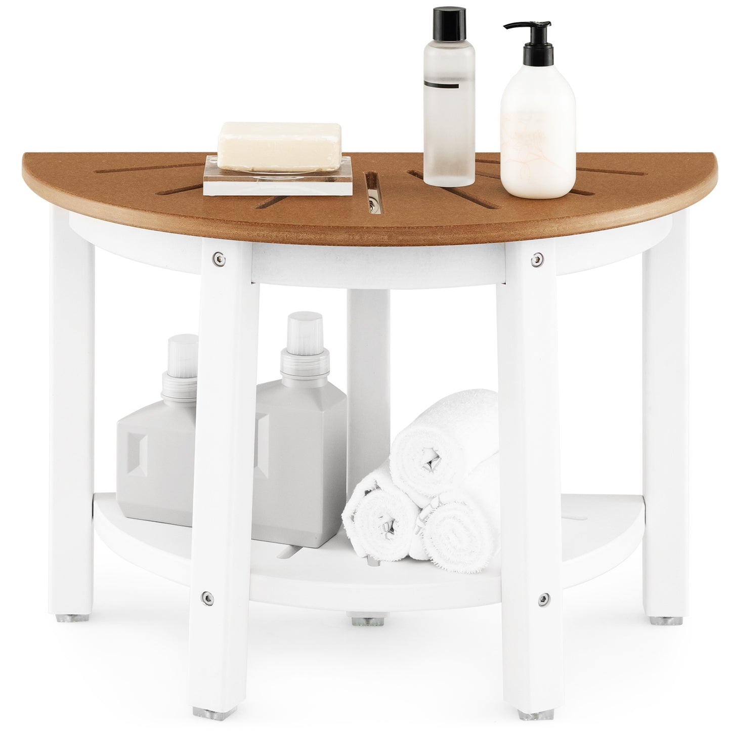 Giantex Shower Bench, Waterproof HDPE Bath Spa Seat, Corner Shower Stool for Shaving Legs