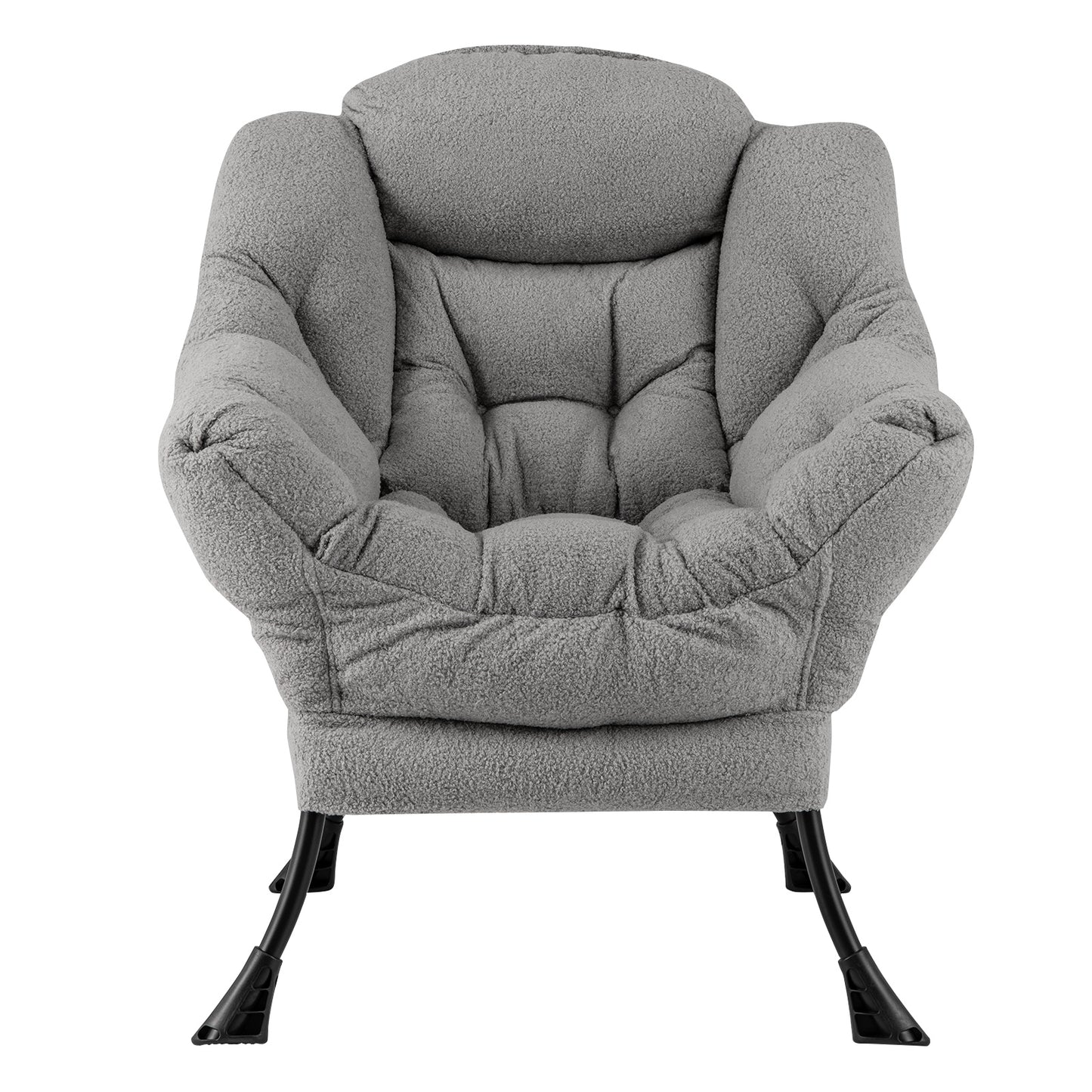 Giantex Sherpa Upholstered?Lazy Chair, Accent Contemporary Lounge Chair w/ Metal Frame, Modern Single Leisure Sofa Chair