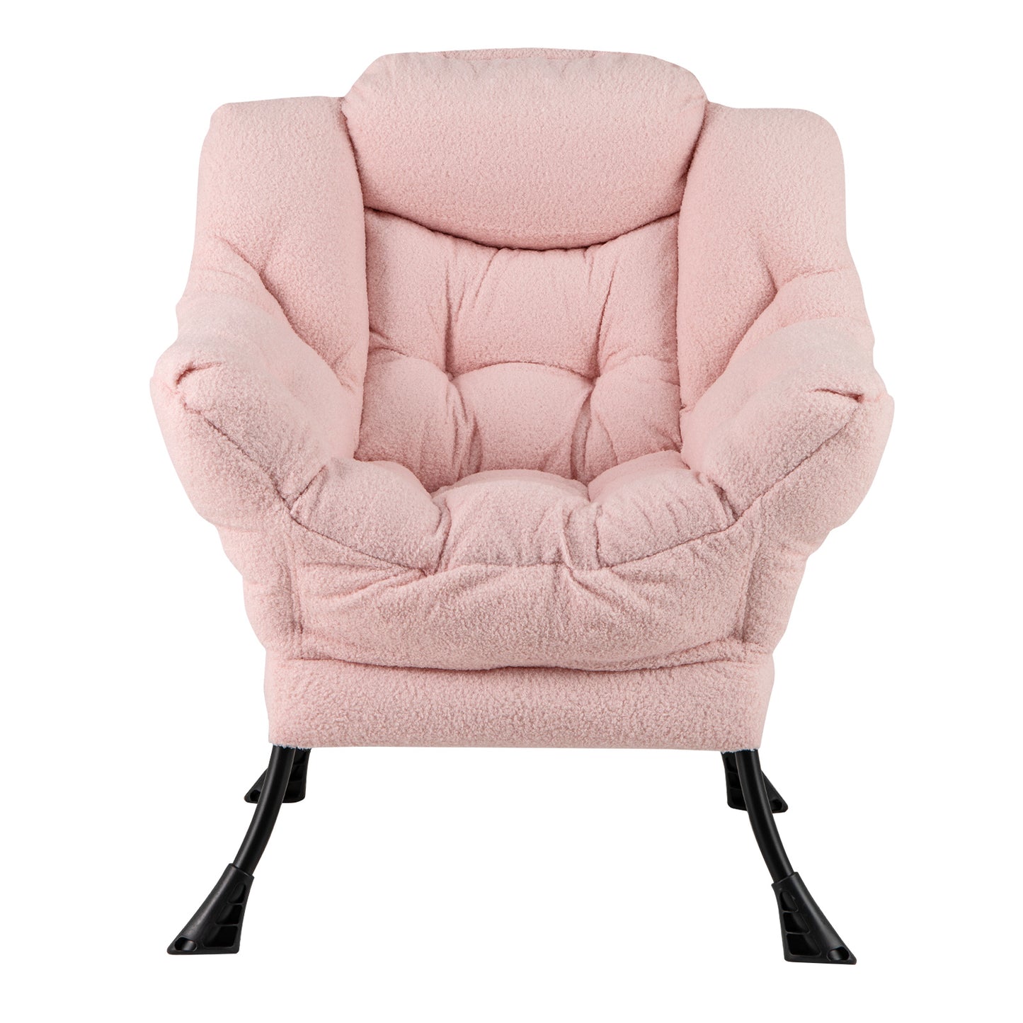 Giantex Sherpa Upholstered?Lazy Chair, Accent Contemporary Lounge Chair w/ Metal Frame, Modern Single Leisure Sofa Chair, Pink