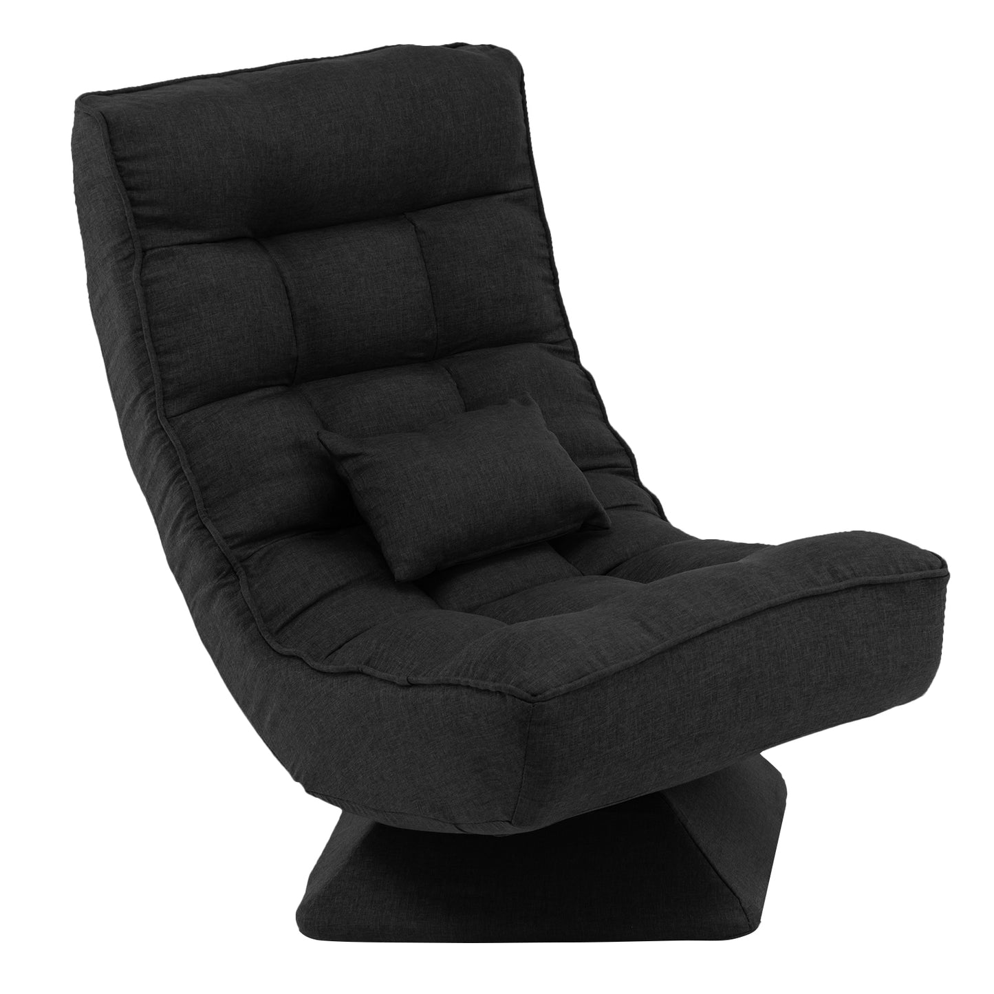 Giantex 360¡ã Swivel Floor Sofa Chair, Compact Adjustable Floor Chair w/5-Level Adjustable Backrest & Massage Pillow, Black