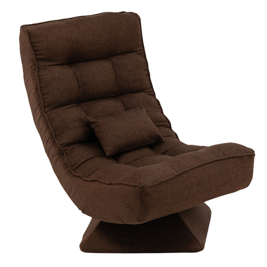 Giantex 360¡ã Swivel Floor Sofa Chair, Compact Adjustable Floor Chair w/5-Level Adjustable Backrest & Massage Pillow, Brown