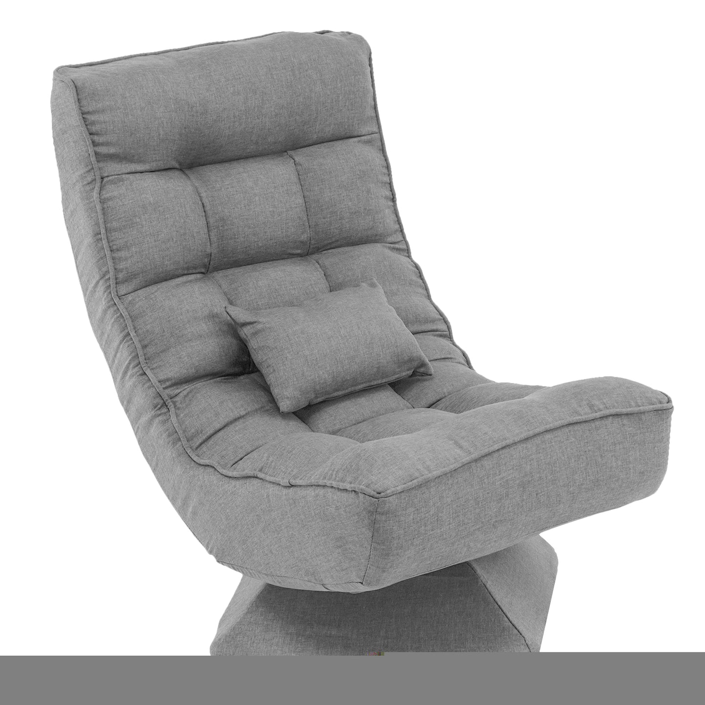Giantex 360¡ã Swivel Floor Sofa Chair, Compact Adjustable Floor Chair w/5-Level Adjustable Backrest & Massage Pillow, Grey
