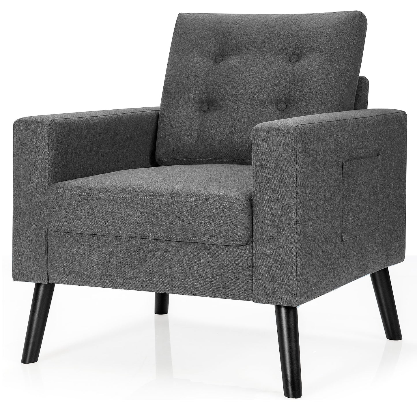 Giantex Upholstered Accent Armchair, Mid Century Modern Single Sofa Chair, Great for Living Room, Bedroom, Office, Gray