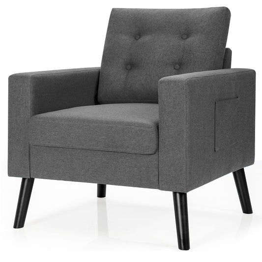 Giantex Upholstered Accent Armchair, Mid Century Modern Single Sofa Chair, Great for Living Room, Bedroom, Office, Gray