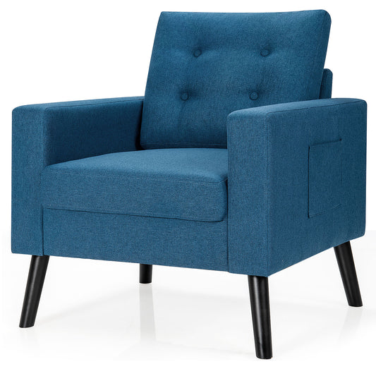 Giantex Upholstered Accent Armchair, Mid Century Modern Single Sofa Chair, Great for Living Room, Bedroom, Office