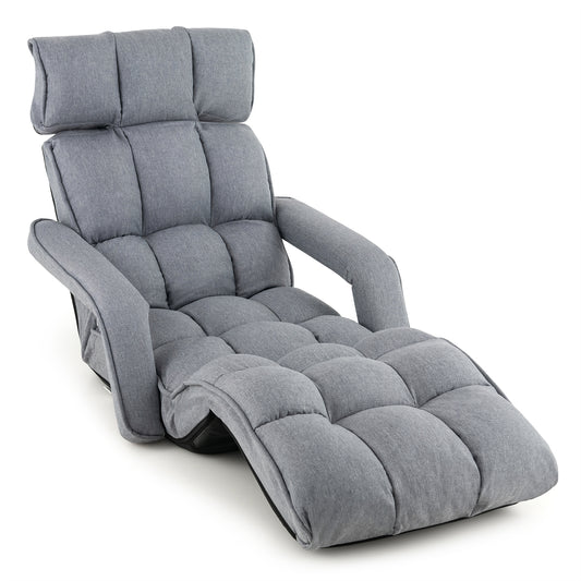 Giantex Foldable Floor Lazy Sofa, Indoor Chaise Lounge, Folding Chair Bed w/Adjustable Armrests, Backrest & Footrest