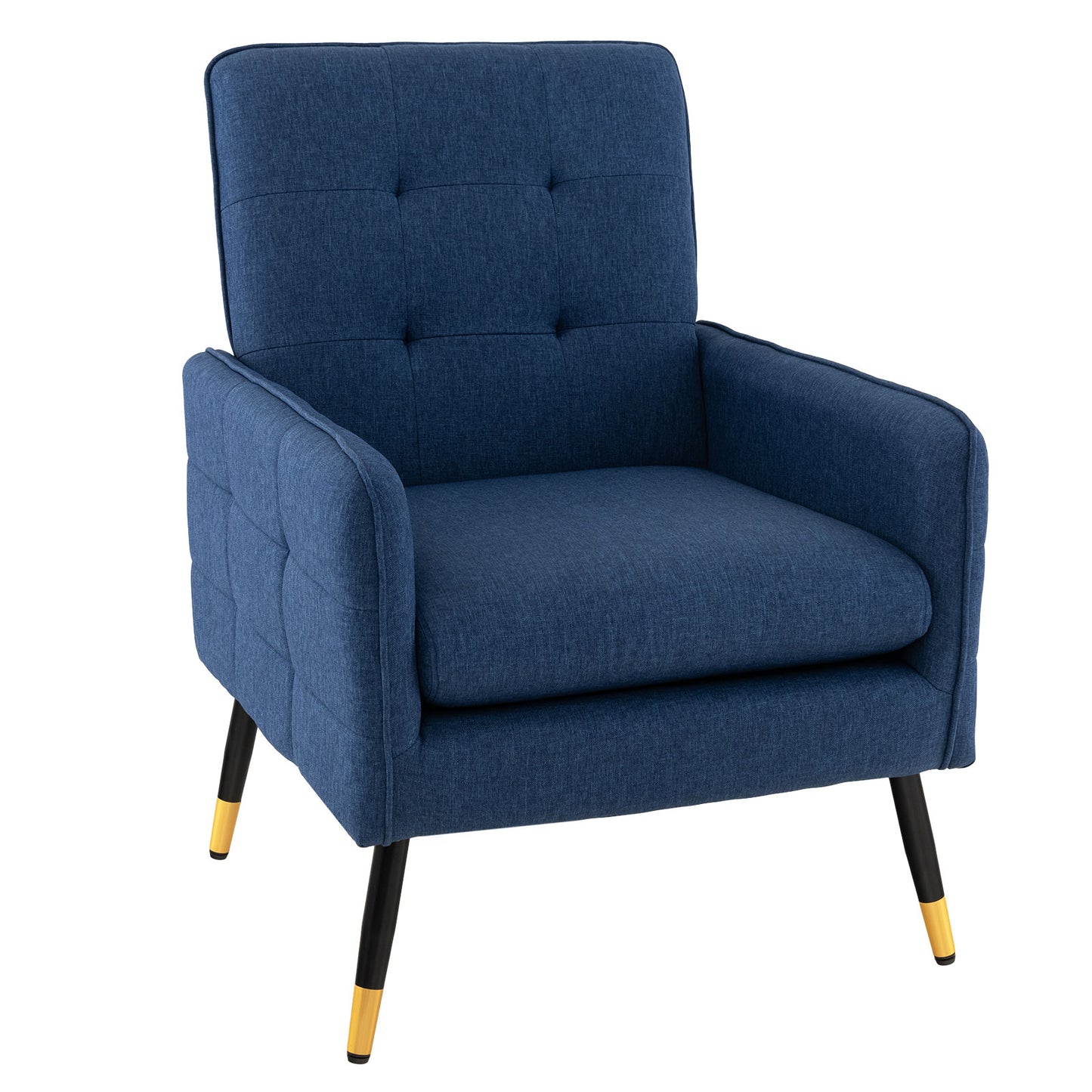 Giantex Modern Upholstered Armchair Single Sofa Accent Chair, Comfy Linen Fabric Reading Chair w/Removable Seat, Blue