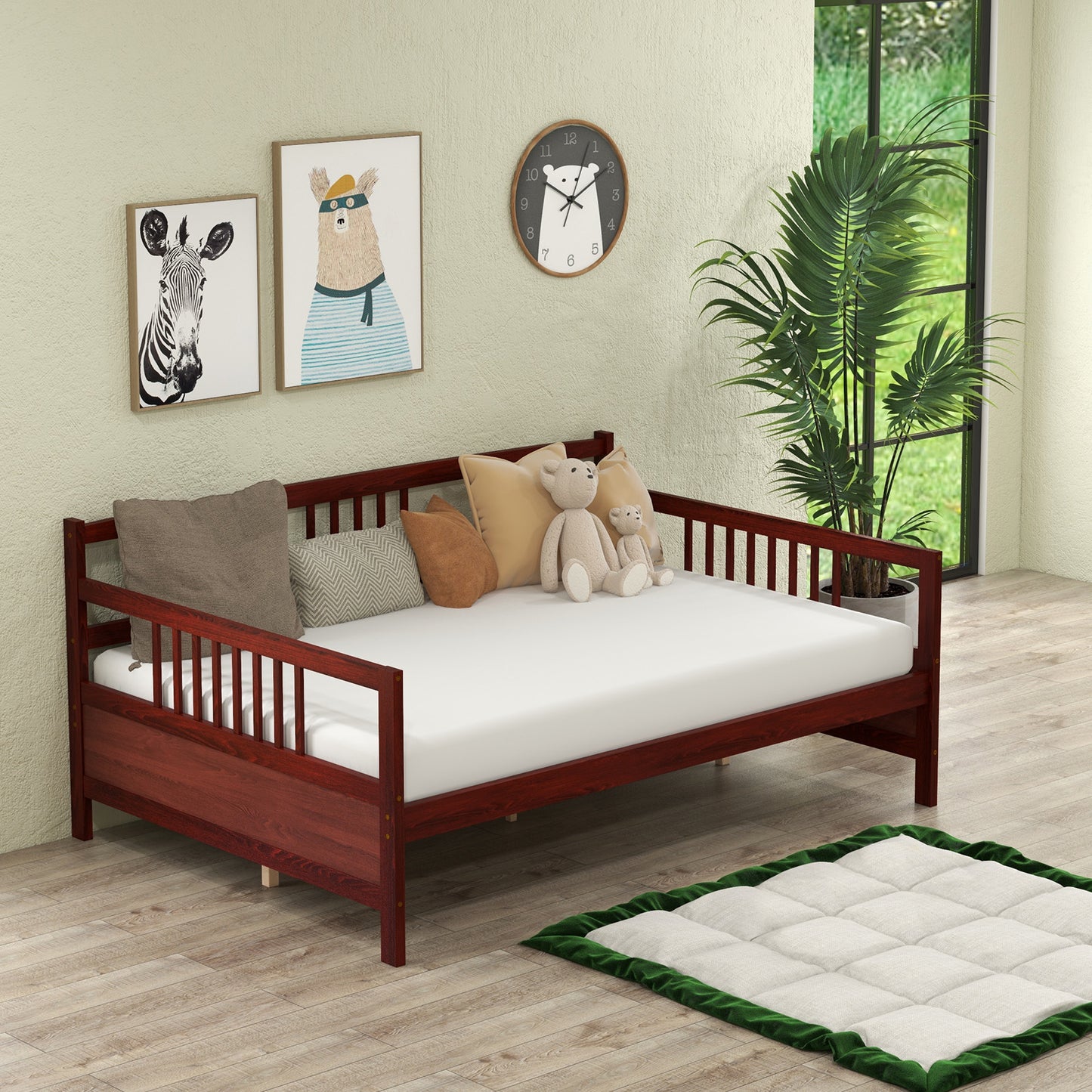 Giantex Wood Daybed Frame Full Size, Sofa Bed Frame w/Wooden Slats Support, No Box Spring Needed