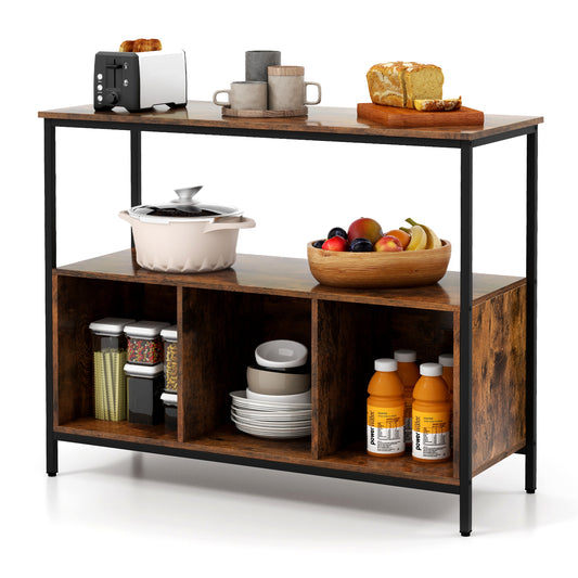 Giantex ideboard Buffet Table w/Storage Cabinet & Shelves, Coffee Bar Station, Microwave Oven Stand, Stationary Kitchen Island Cart