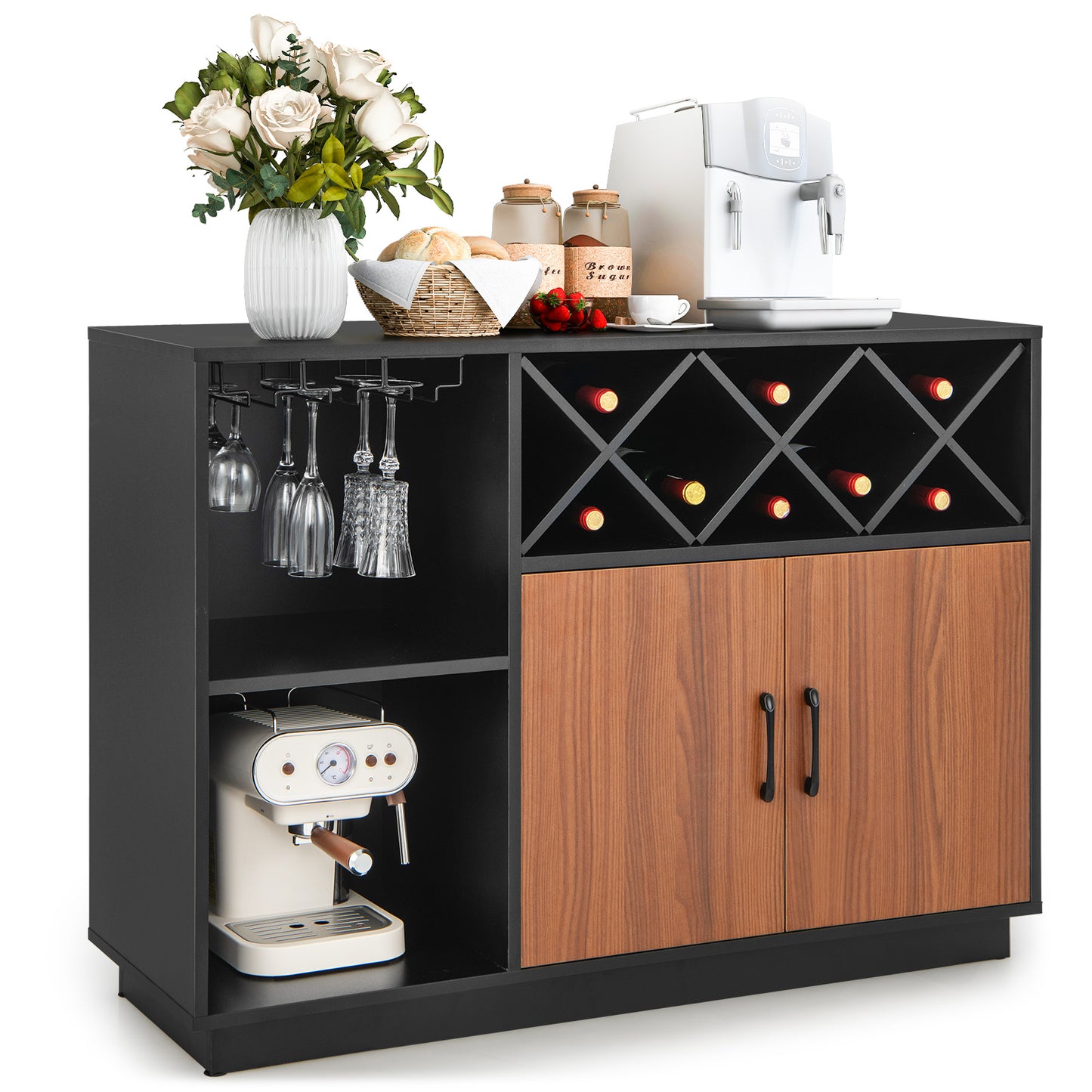 Giantex Buffet Sideboard, Wine Bar Base Cabinet, Kitchen Cupboard, Bar Station Buffet Table