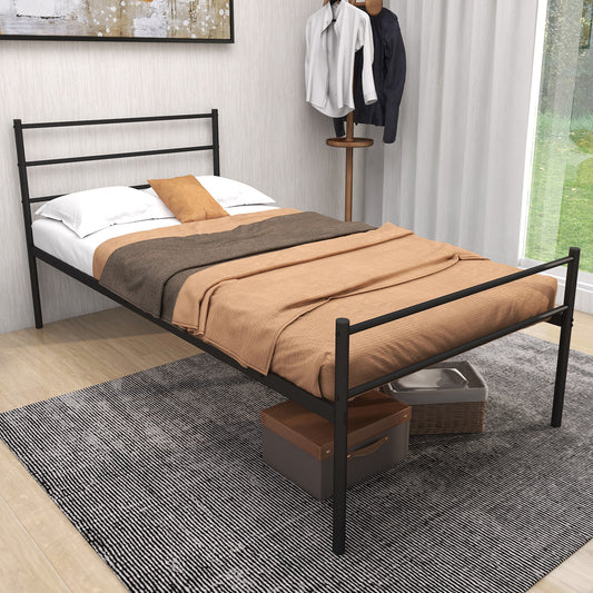 Giantex Twin Metal Platform Bed Frame, Mattress Foundation w/Strong Support Slats, No Box Spring Needed, Black