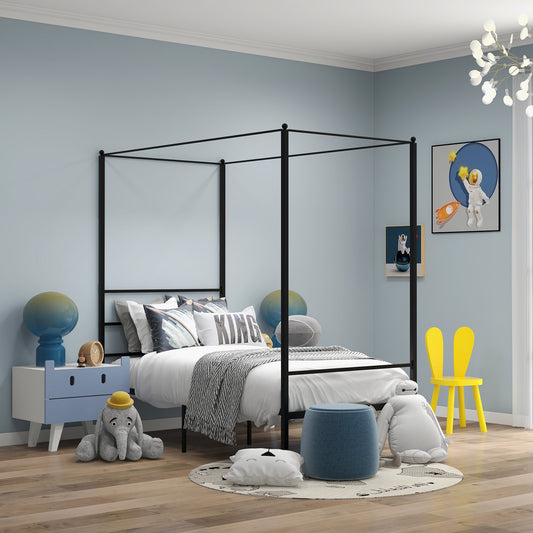 Giantex Metal Canopy Bed Frame, 4 Poster Canopied Platform Bed Frame, Mattress Foundation, No Box Spring Needed, Easy Assembly, Twin Size