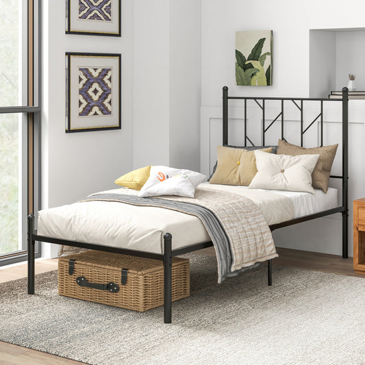 Giantex Twin Black Metal Bed Frame, Bed Frame w/Metal Slats Support, for Kid Guest Room, No Box Spring Needed