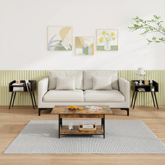 Giantex 2-Tier Nightstand  w/Open Shelves, End Table Side Table, Black