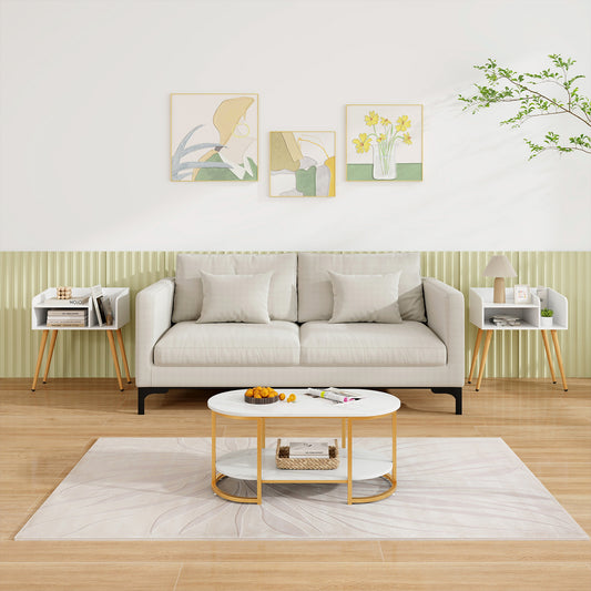 Giantex 2-Tier Nightstand  w/Open Shelves, End Table Side Table, White