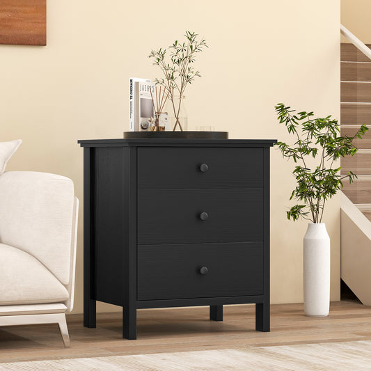 Giantex Compact Nightstand, Small Bedside Table Dressers w/Solid Wooden Legs, Black