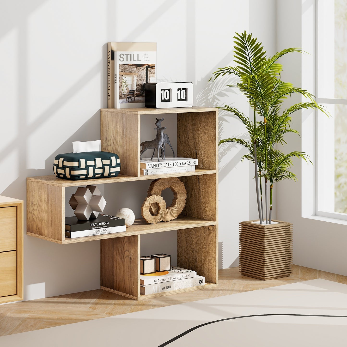 Giantex 3 Convex Cubes Bookcase, Freestanding Bookshelf Combination w/Anti-Tipping Device, Home Display Storage Shelf