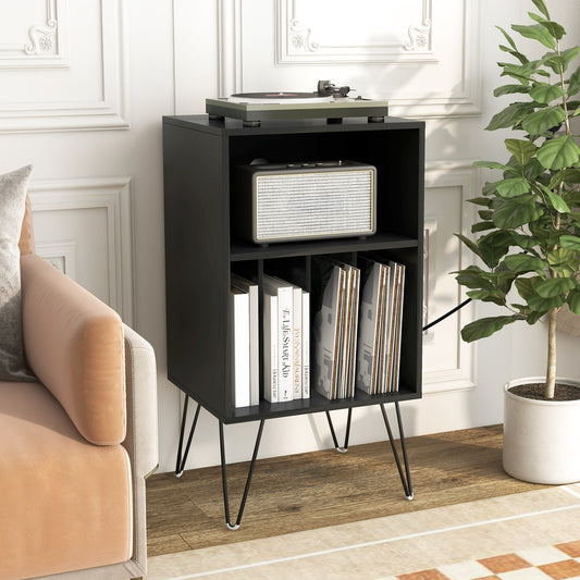 Giantex Record Player Stand, Vinyl Record Storage Cabinet for Living Room, Bedroom, Black