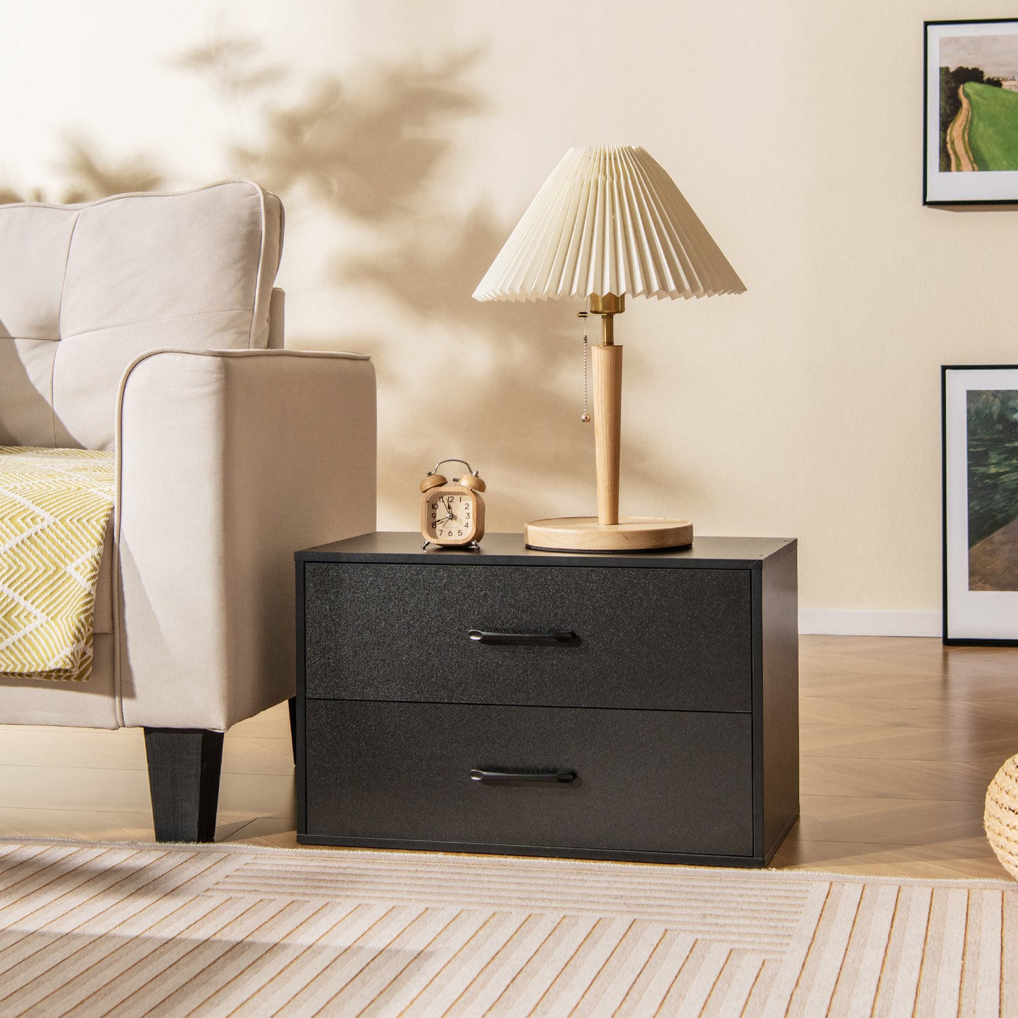 Giantex 2-Drawer Stackable Dresser, Lateral File Cabinet, Drawer Chest w/Anti-Topping Kits, Black