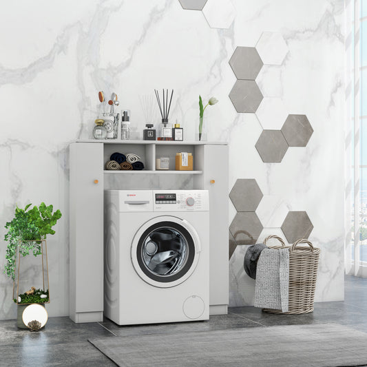 Giantex Over The Toilet Storage Cabinet w/Double Doors, Bathroom Space Saver, Laundry Room Storage Rack, White