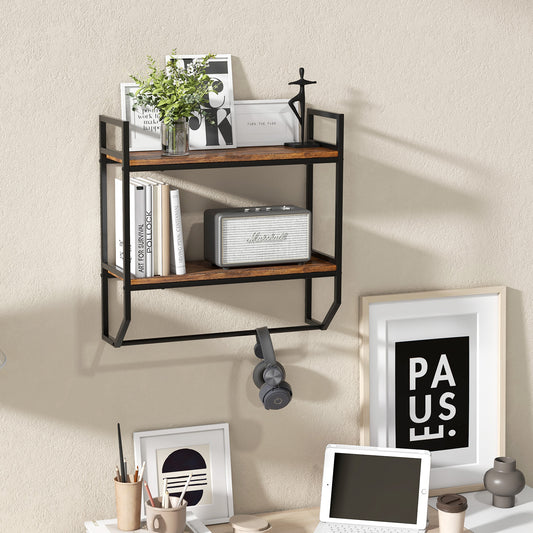 Giantex Wall Mounted Bathroom Shelves, Industrial 2-Tier Over The Toilet Storage Organizer