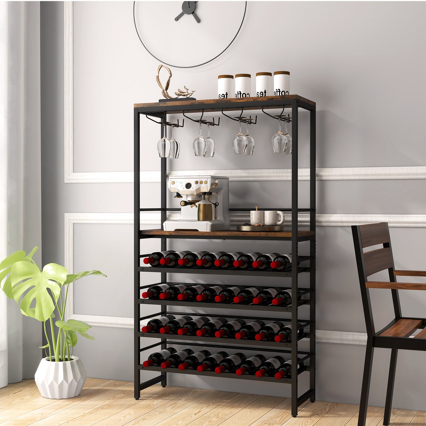 Giantex 32 Bottle Industrial Wine Rack, 4-Tier Wine Storage Racks, Multifunctional Wine Holder Stand Display