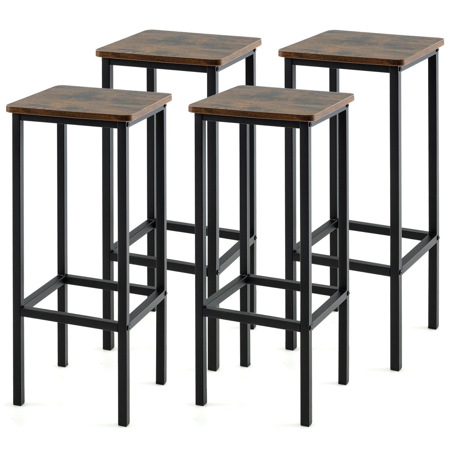 Giantex Industrial Bar Stools Set of 4, Breakfast Bar Chairs, Counter Height Stools