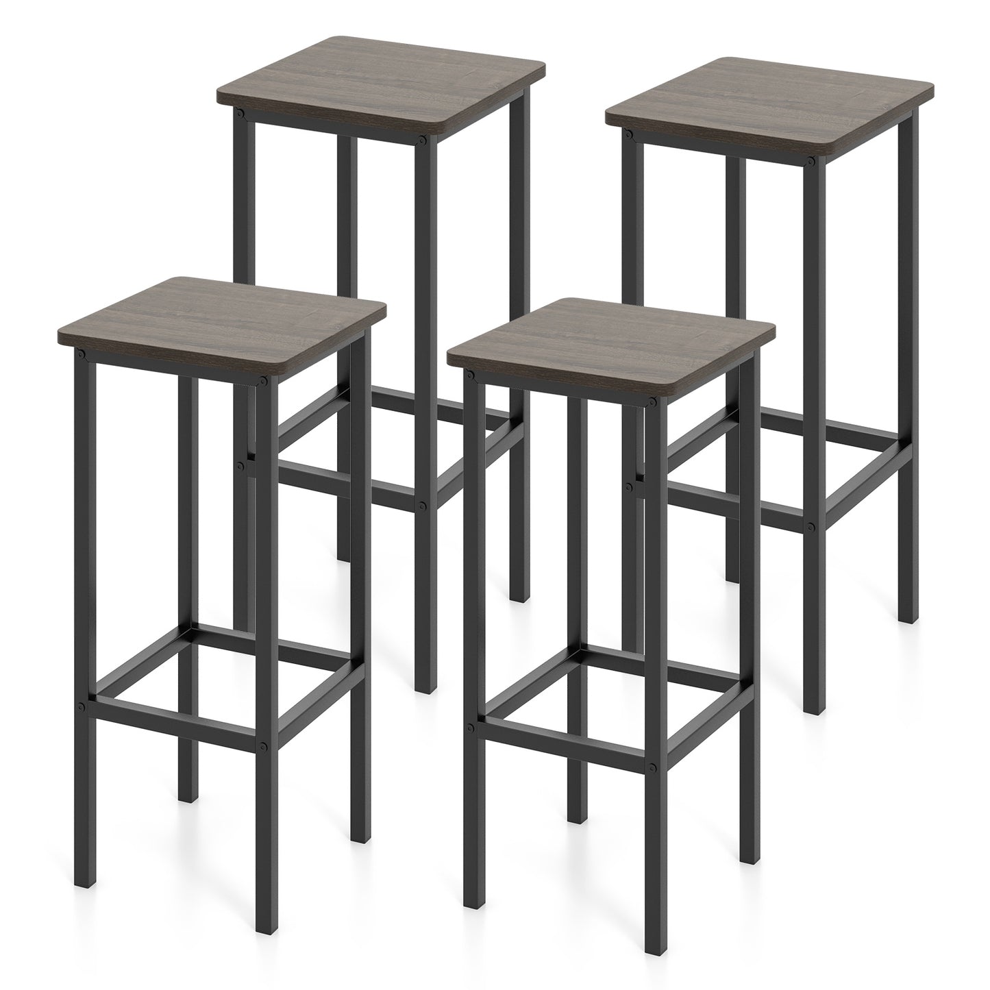 Giantex Metal Bar Stools, Backless Barstools w/Footrest, Industrial Breakfast Bar Dining Chairs, Gray