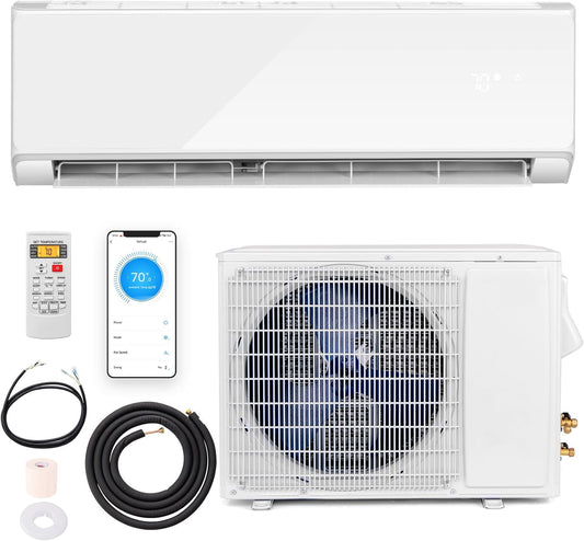 Giantex 22000 BTU Mini Split Air Conditioner & Heater, Wall Mounted Ductless AC Unit w/Charged Inverter Heat Pump System, White