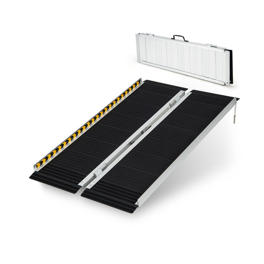 Giantex Portable Wheelchair Ramp 4FT, Non-Slip Aluminum Folding Mobility Scooter Ramp for Stairs Doorway