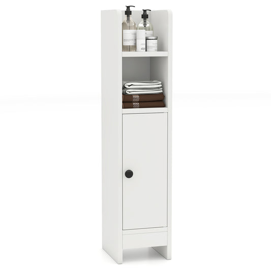 Giantex Slim Corner Bathroom Cabinet, Narrow Floor Cabinet w/ 3-Level Adjustable Shelf, Freestanding Storage Organizer, White