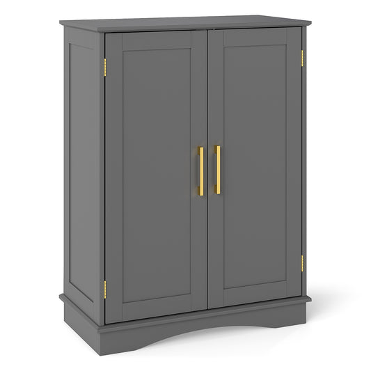 Giantex Bathroom Floor Storage Cabinet, Freestanding Cupboard Buffet Cabinet with 2 Doors & Adjustable Shelves, Storage Organizer, Gray