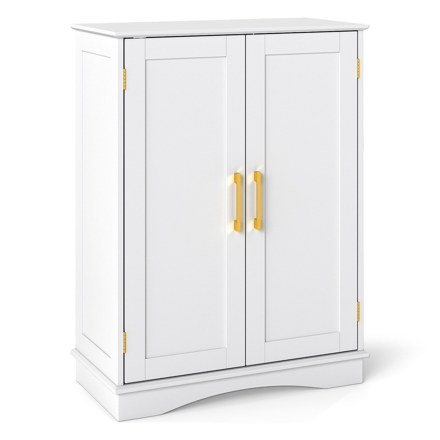 Giantex Bathroom Floor Storage Cabinet, Freestanding Cupboard Buffet Cabinet with 2 Doors & Adjustable Shelves, Storage Organizer, White