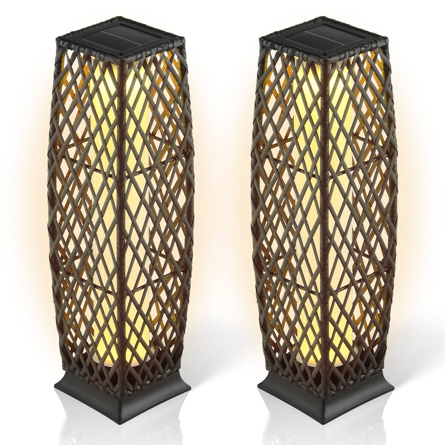 Giantex 2-Piece Outdoor Floor Lamp, Waterproof Deck Lights for Garden Porch Decor, Brown