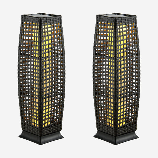 Giantex Outdoor Floor Lamp 2 Piece, Patio Lamp w/Auto On/Off Light, Black