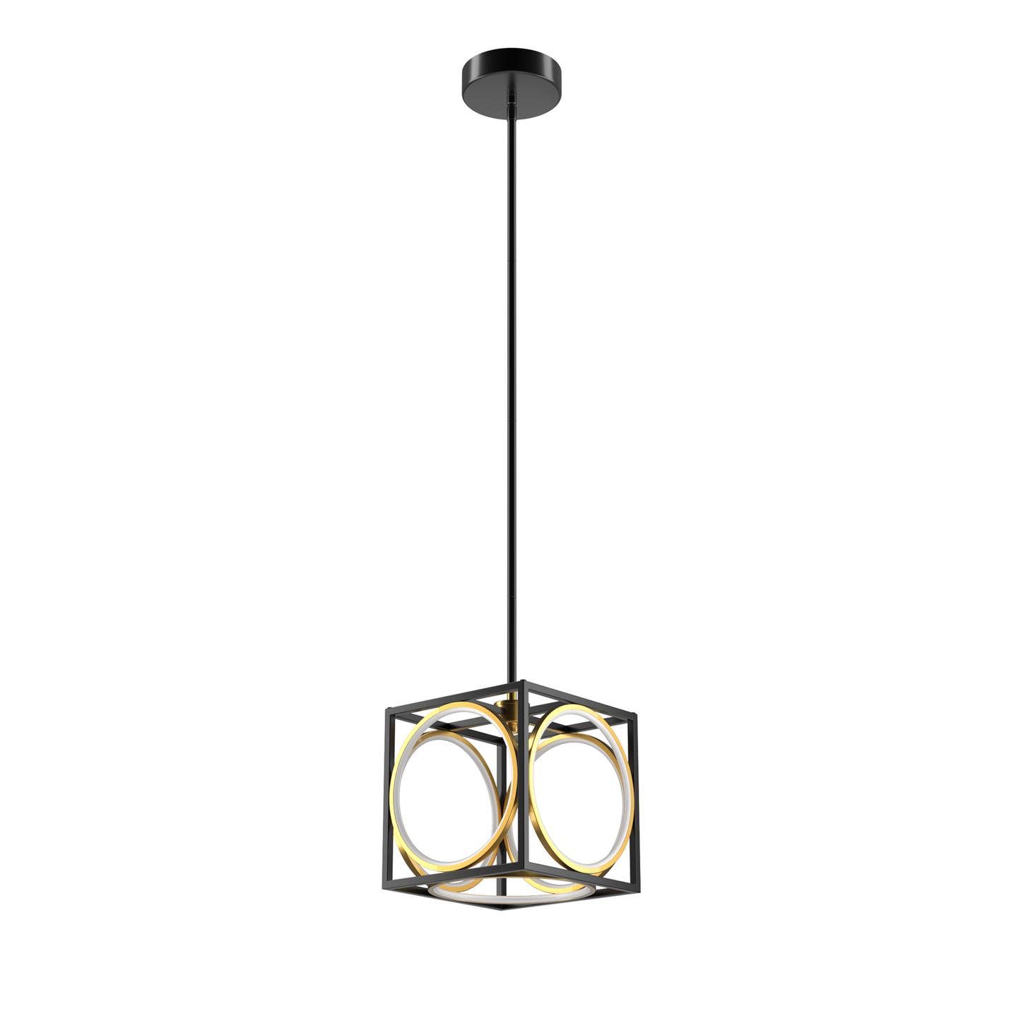 Giantex Modern Pendant Light Fixtures, Square Hanging Light w/Adjustable Suspender, Chandelier Lamp, Black
