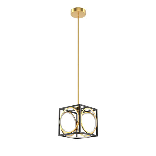 Giantex Modern Pendant Light Fixtures, Square Hanging Light w/Adjustable Suspender, Chandelier Lamp, Gold