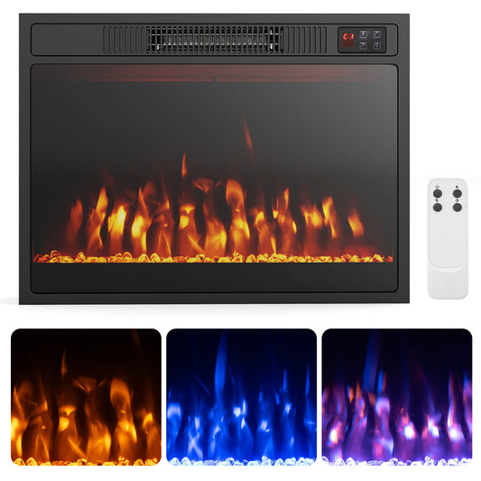 Giantex 23" Electric Fireplace Insert, 750W/1500W Fireplace Heater w/Remote Control, Adjustable Flame Color