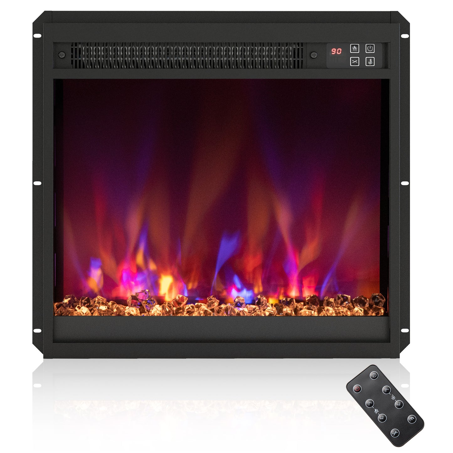 Giantex 18" Electric Fireplace Insert, 1500W Recessed Fireplace Heater w/8 Flame & 6 Ember Bed Colors
