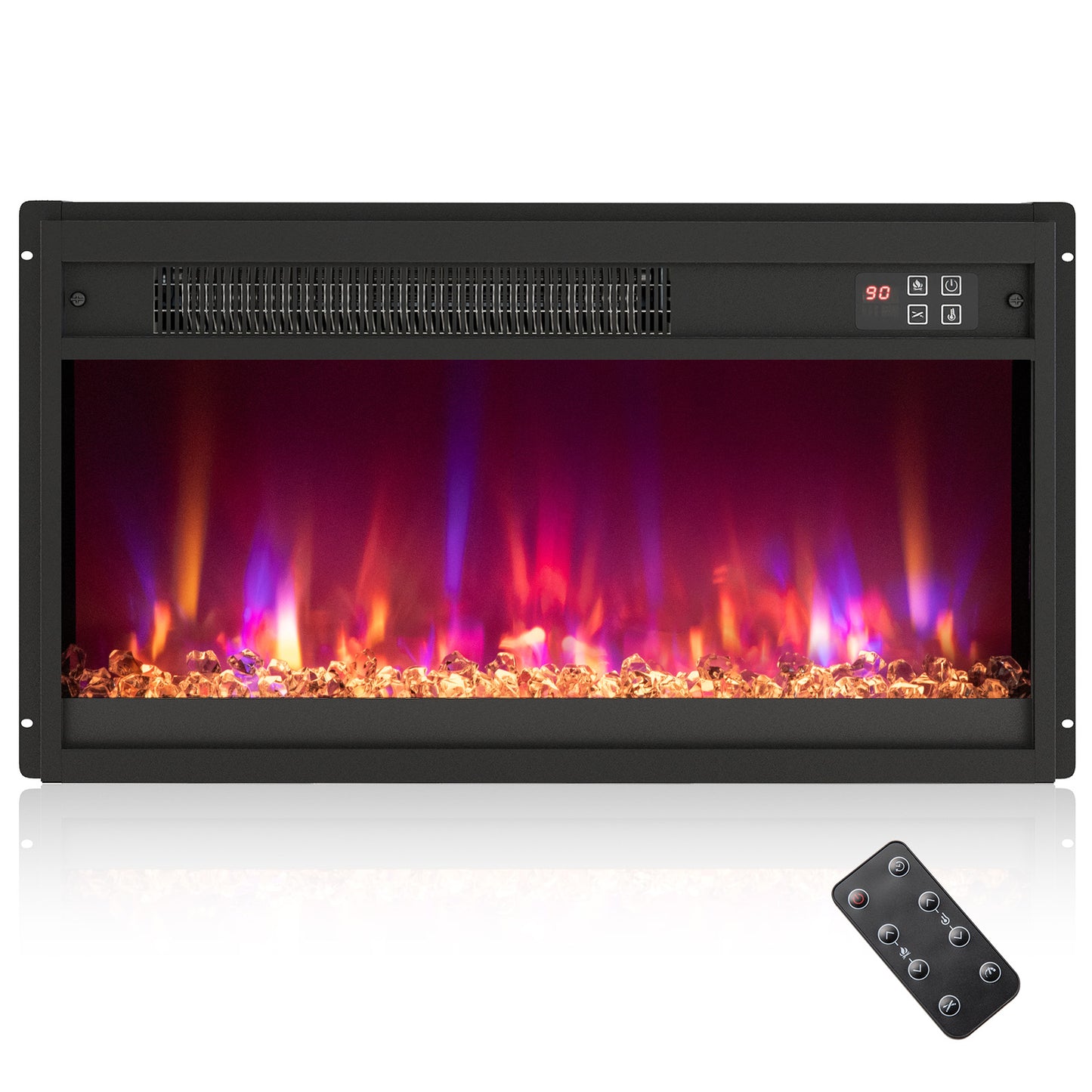 Giantex 23" Electric Fireplace Insert, 1500W Recessed Fireplace Heater w/9H Timer, Thermostat & Overheat Protection