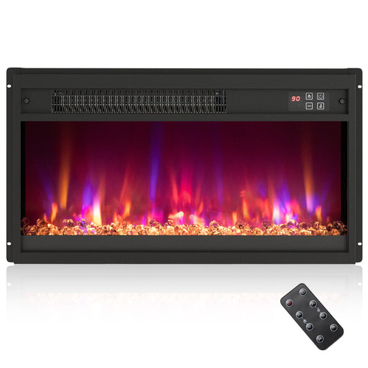 Giantex 23" Electric Fireplace Insert, 1500W Recessed Fireplace Heater w/9H Timer, Thermostat & Overheat Protection