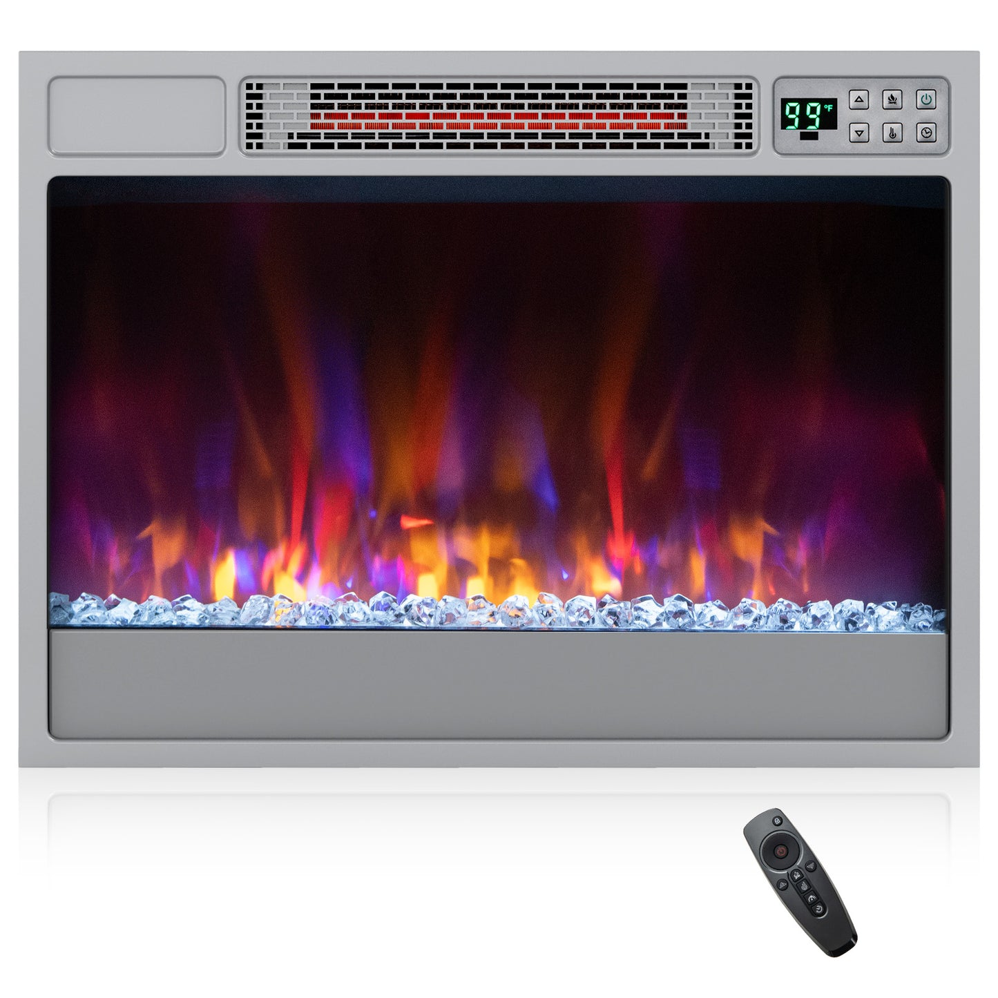 Giantex 23" Fireplace Heater, Electric Fireplace Insert w/1500W Infrared Quartz Heating & Overheat Protection