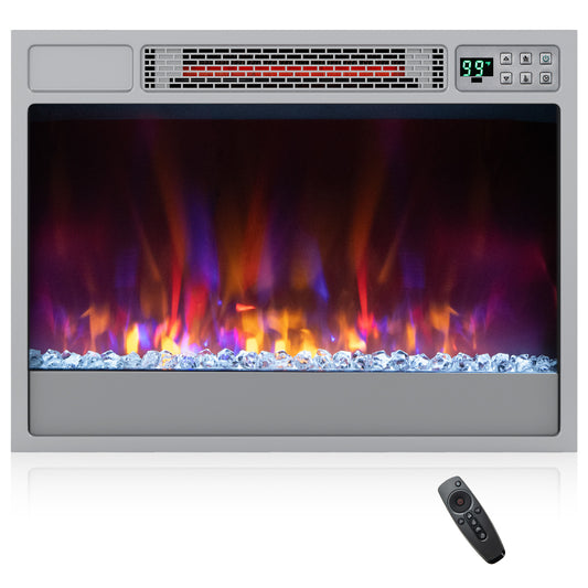Giantex 23" Fireplace Heater, Electric Fireplace Insert w/1500W Infrared Quartz Heating & Overheat Protection