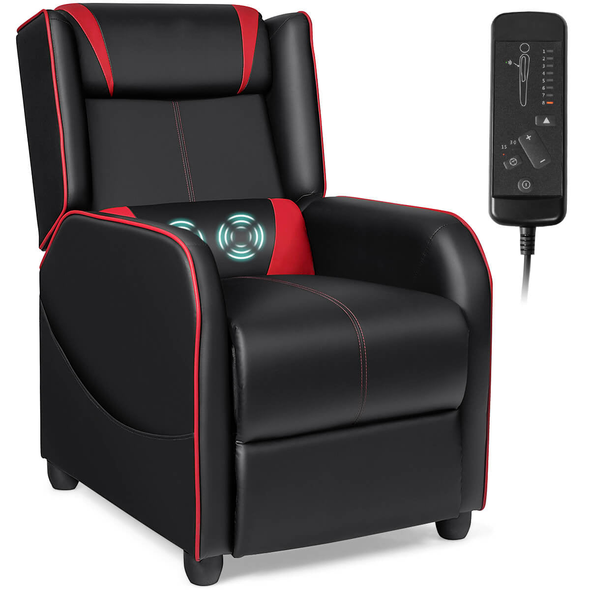 Giantex Recliner Chair, Massage Recliner Sofa Single Sofa Home Theater Seating Reading Chair, Red
