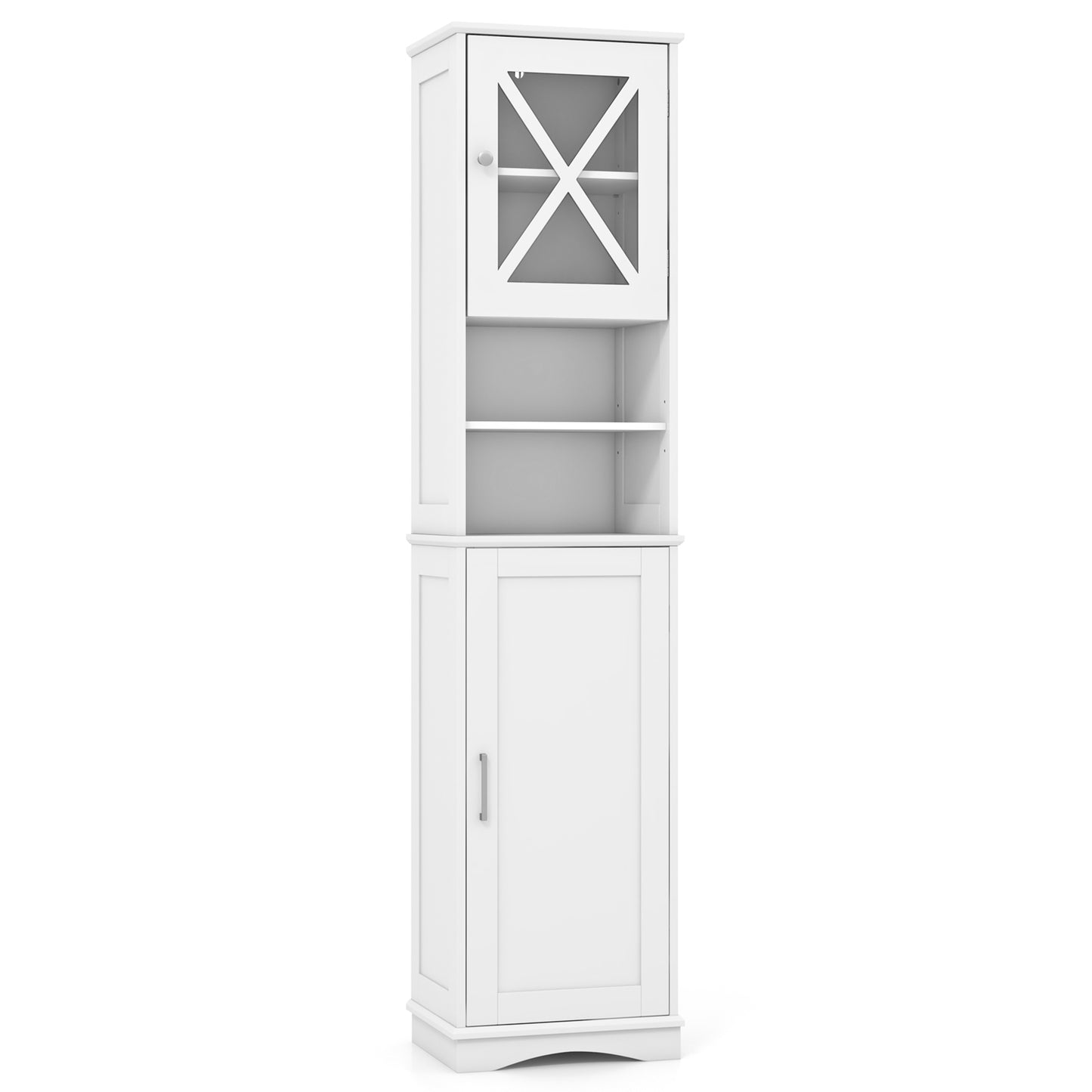 Giantex 67" Tall Bathroom Cabinet, Floor Storage Cabinet w/Acrylic Door & Adjustable Shelves, White